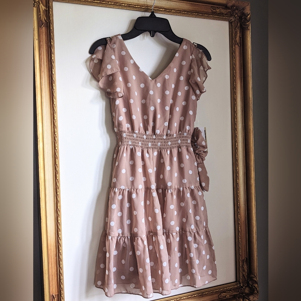 New Honey and Rosie girls size 8 polka dot chiffon dress, Easter, Spring